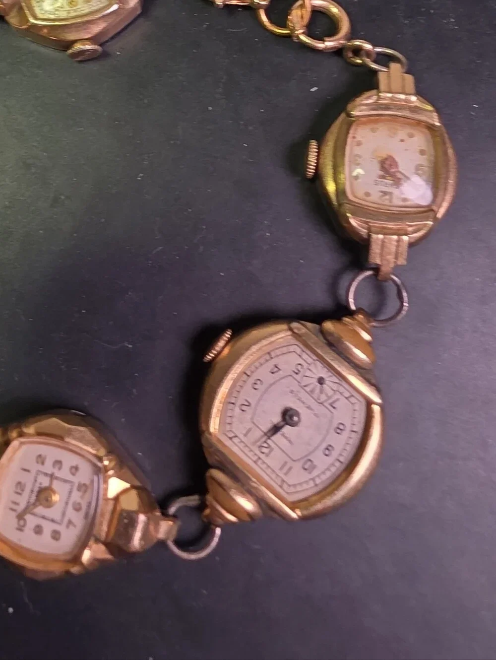 Vintage Women's Gold-Tone Multi-Face Bracelet Watch Faces